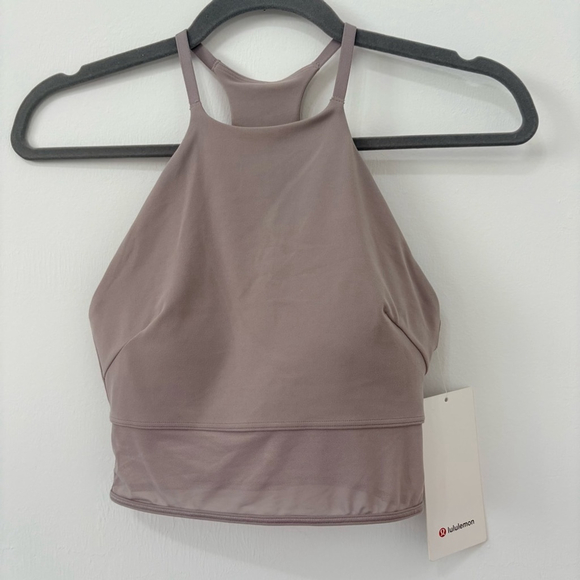 lululemon athletica Other - Lululemon | Nulu High-Neck Mesh-Hem Tank | Sz XS B/C Cup | Mauve Grey | NWT